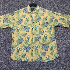 Bruno B Shirt Men Large Hawaiian Floral Button Up Short Sleeve Collared L